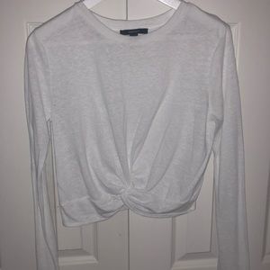 Forever 21 white cropped long sleeve shirt